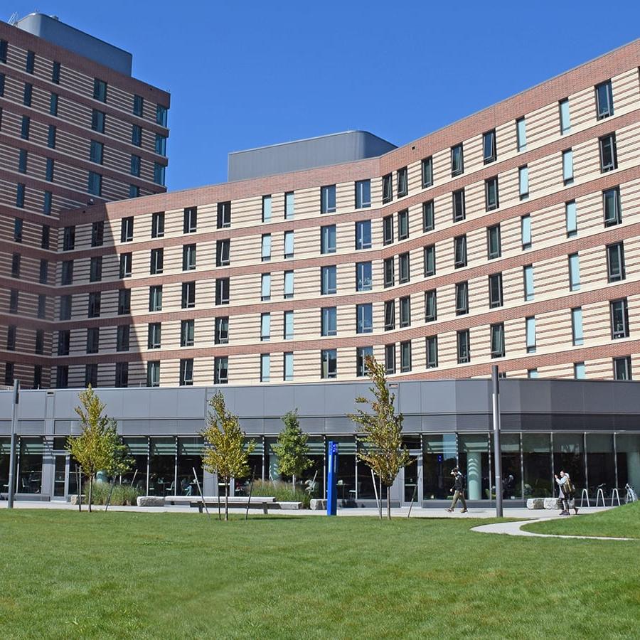 View of dorm showing emergency call box.